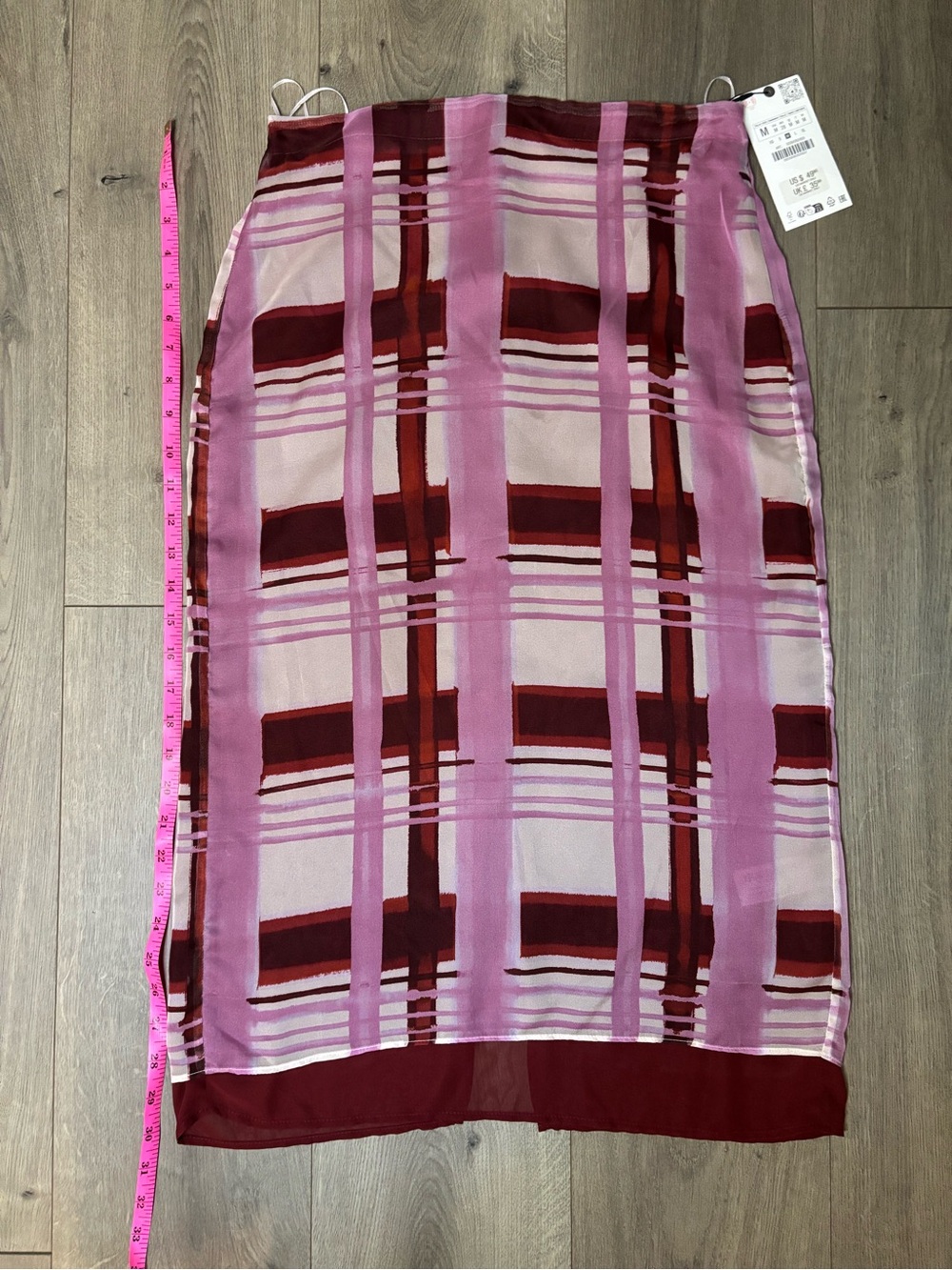 Zara Pink Plaid Midi Skirt - New w/Tags